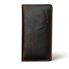 Men's Deer Bifold Leather Long Checkbook Cover