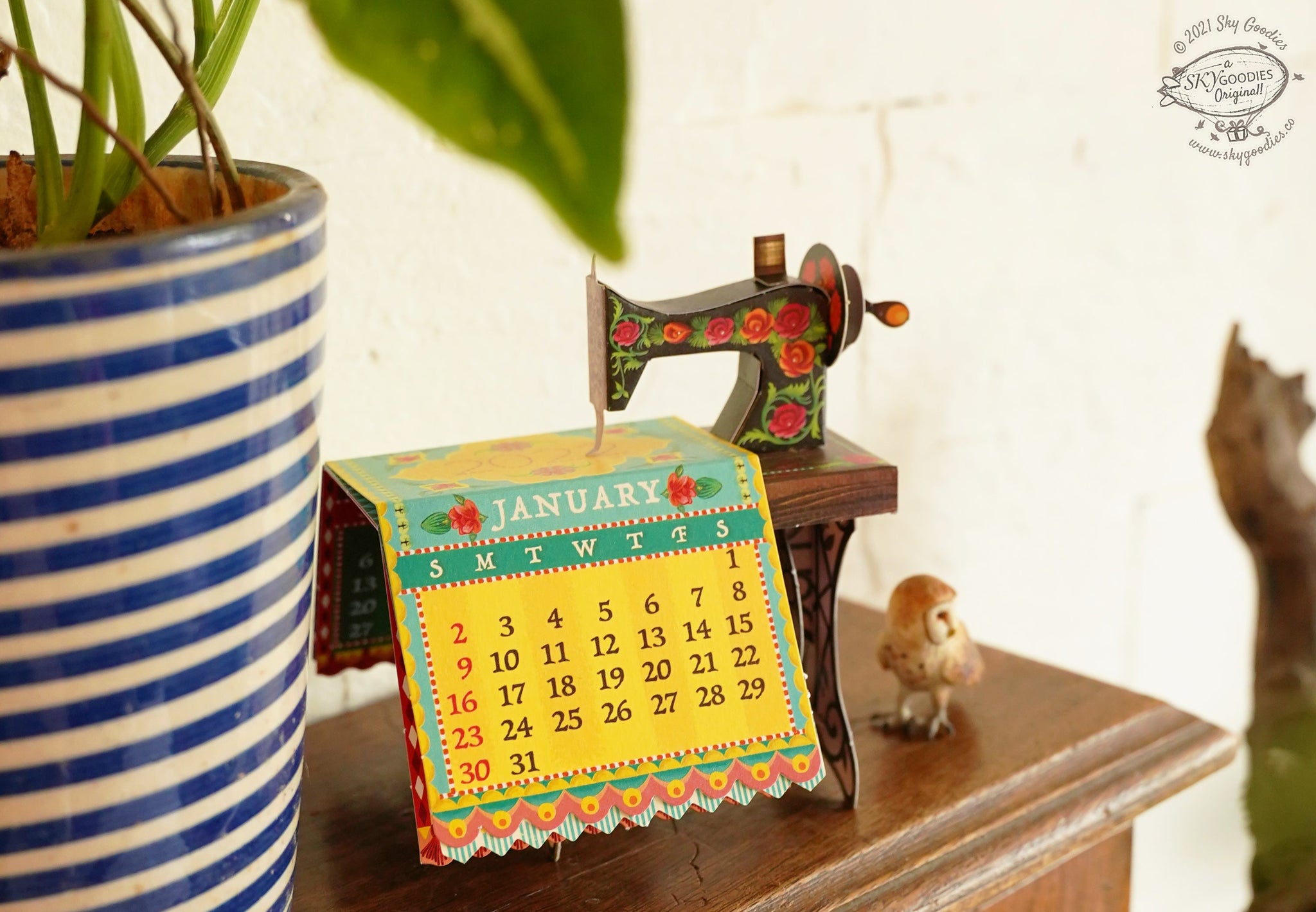 DIY Sewing Machine Desk Calendar, Fun Craft Kit, Perfect for Office DÃ©cor, Creative DIY Calendar