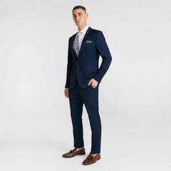 Navy Blue 2-Piece Business Suit for Men | Custom-Made Suit for Work & Festivals