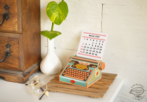 DIY Typewriter Calendar - COLORFUL, Fun and Functional Calendar, Ideal for Home Office, Vibrant Desk Accessory