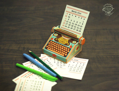 DIY Typewriter Calendar - COLORFUL, Fun and Functional Calendar, Ideal for Home Office, Vibrant Desk Accessory