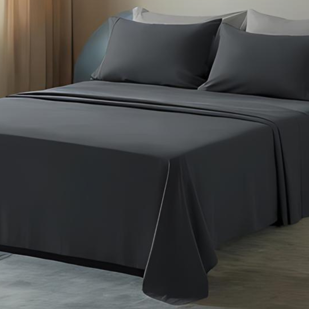 Luxurious 300TC grey Egyptian cotton bed sheets in queen size. Experience the comfort and quality of these premium sheets.