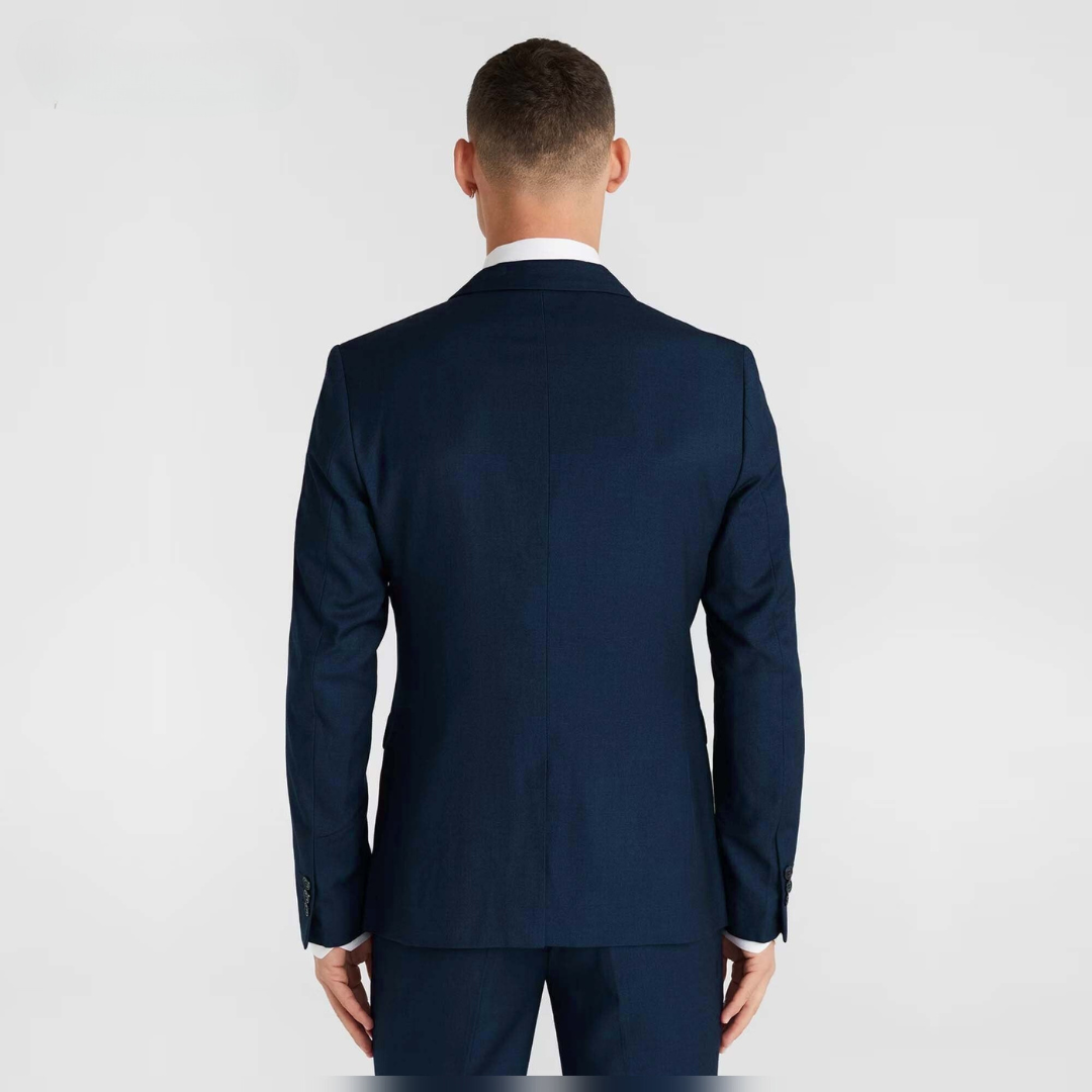 Navy Blue 2-Piece Business Suit for Men | Custom-Made Suit for Work & Festivals