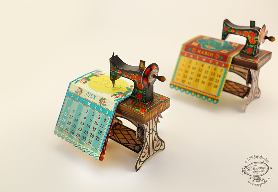 DIY Sewing Machine Desk Calendar, Fun Craft Kit, Perfect for Office DÃ©cor, Creative DIY Calendar