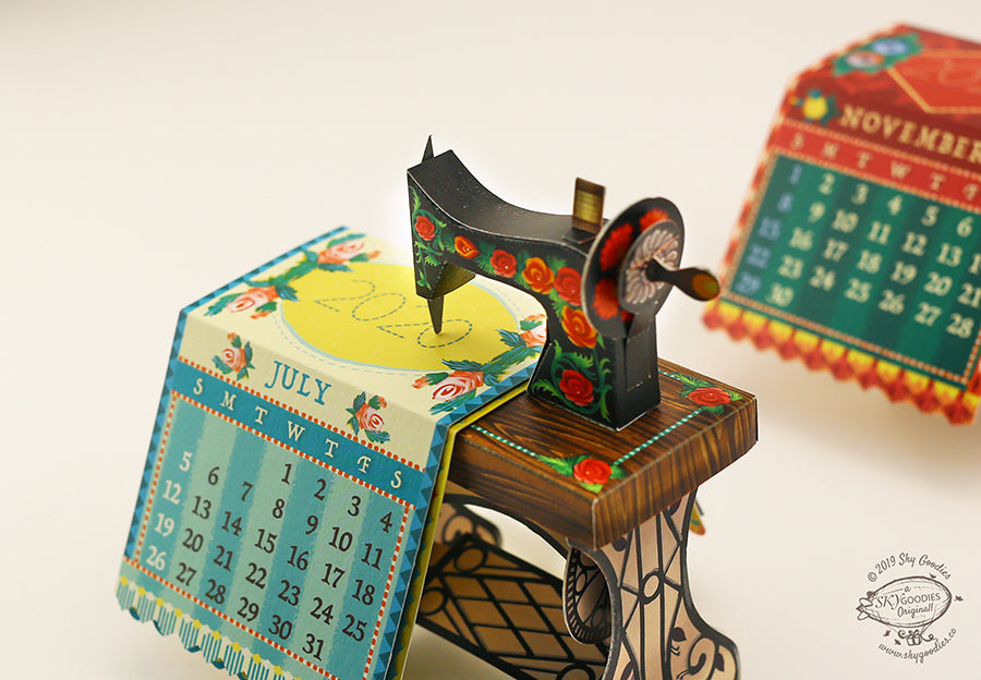 DIY Sewing Machine Desk Calendar, Fun Craft Kit, Perfect for Office DÃ©cor, Creative DIY Calendar