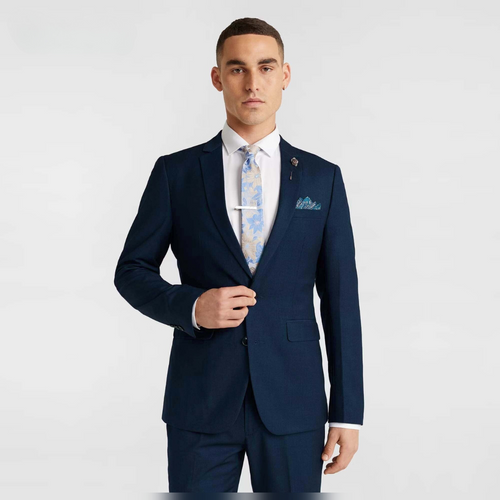 Navy Blue 2-Piece Business Suit for Men | Custom-Made Suit for Work & Festivals