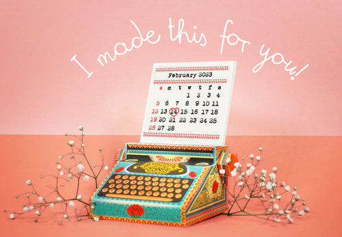 DIY Typewriter Calendar - COLORFUL, Fun and Functional Calendar, Ideal for Home Office, Vibrant Desk Accessory