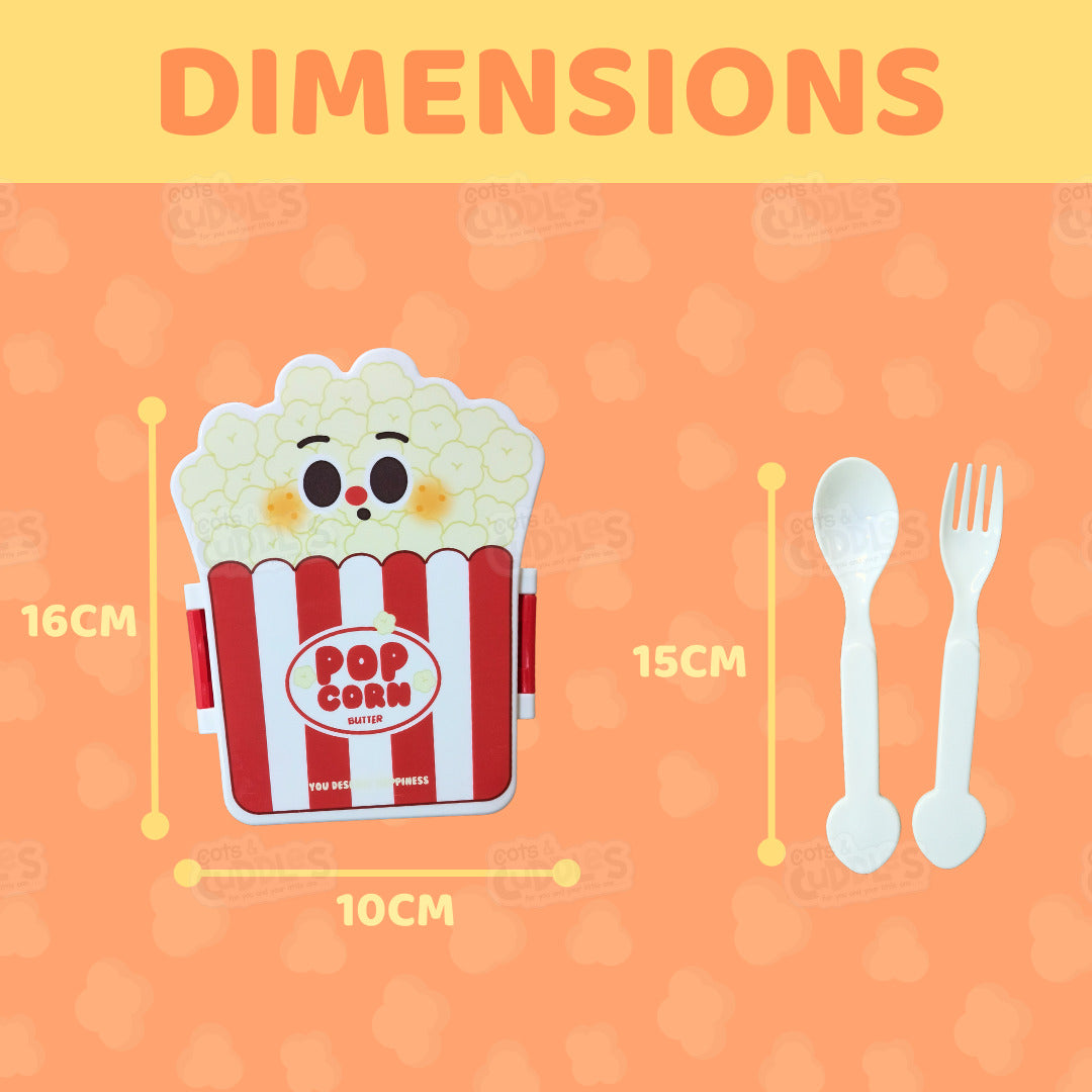 Cute Fast Food Design Plastic Lunch Box for Kids with Spoon and Fork (Popcorn)