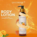 Qucciberry Vitamin C Body Lotion – Nourishes, Hydrates, Brightens Skin, Evens Skin Tone, Free of Sulphates & Parabens, Natural Ingredients