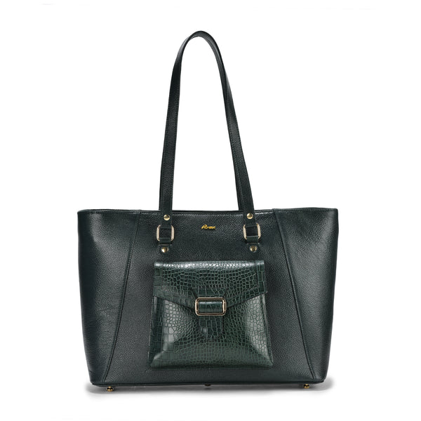 Valentina Croc Leather Handbag, Premium Green Leather, Classic Design, Perfect for Special Occasions and Casual Outings (Green)