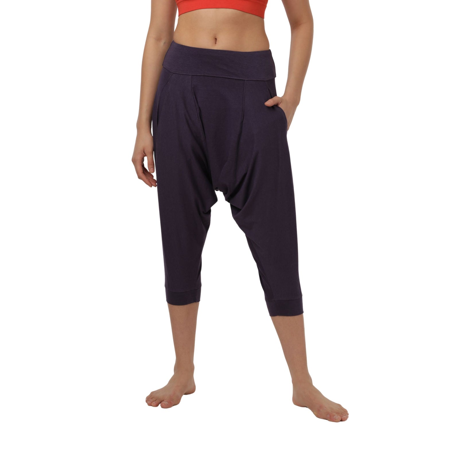 Unisex Yoga Dhoti Pants with Contrast Pockets | High-Waisted Yoga Pant with Organic Cotton & Bamboo Blend