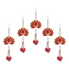 Lotus Wall Hanging Set with Jhumki Style & Beads | 9-Inch Decorative Flower Hangings for Home Décor (Set of 5, Pink)