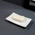 White Curve Marble Soap Dish - Elegant Anti-Skid Bathroom Accessory, Smooth, Durable, Soap Storage (14x9 cm)