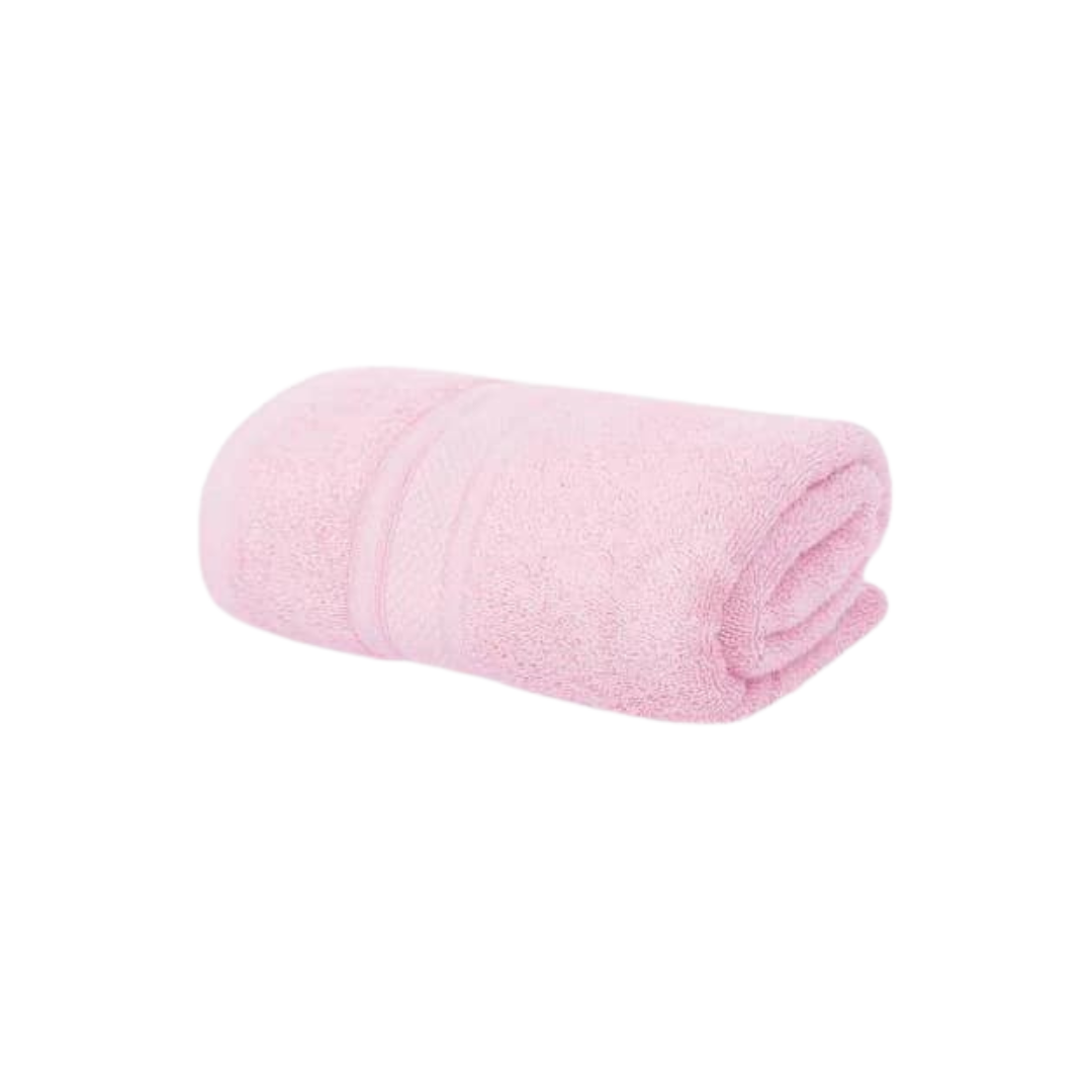 Soft, absorbent pink bamboo cotton bath towel. This luxurious towel measures 70x140 cm, perfect for stepping out of the bath or shower.