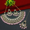 Exquisite Pink and Gold Kundan Jewelry Set, Pearl Accents, Traditional Indian Wedding Jewelry (Set of 2)