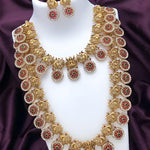 Captivating Gold-Plated Peacock Necklace and Earrings Set, Traditional Indian Wedding Jewelry (Set of 2)