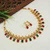 Elegant Multi and Gold Mesh Necklace Set, Matching Earrings, Traditional Indian Wedding Jewelry (Set of 2)