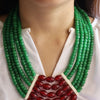 Green and Mehroon Multi-Layer Tribal Necklace, Ethnic Nagaland Beadwork with Metal Trinkets, Handmade Tribal Jewelry, Traditional Necklace from the Himalayas