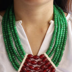 Green and Mehroon Multi-Layer Tribal Necklace, Ethnic Nagaland Beadwork with Metal Trinkets, Handmade Tribal Jewelry, Traditional Necklace from the Himalayas