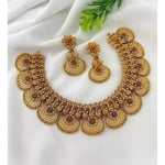 Antique Gold Floral Coin Necklace Set - Traditional Indian Temple Jewelry Collection, Traditional Indian Wedding Jewelry (Set of 2)