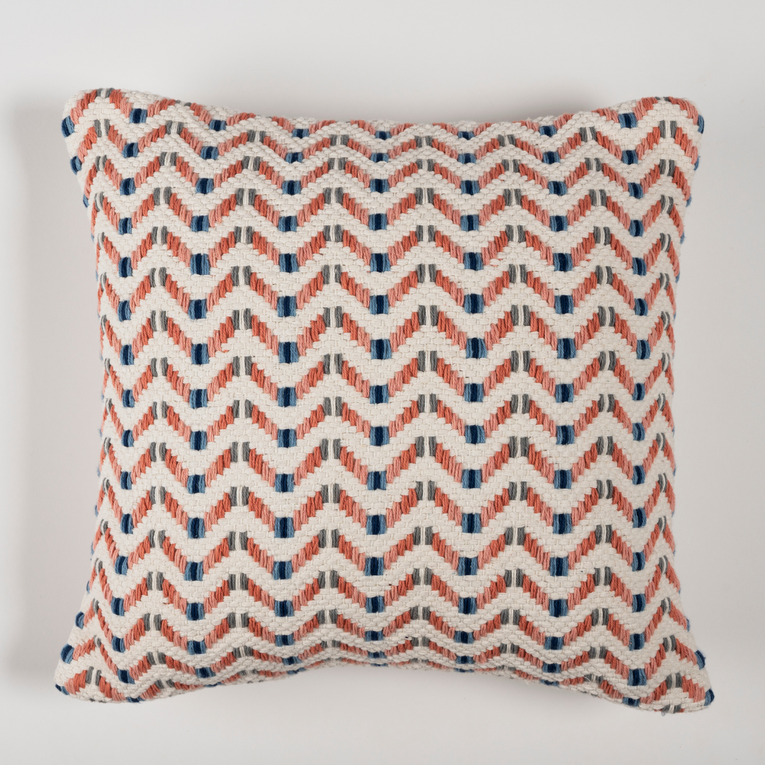 Sapphire Cotton Cushion Cover with Zipper Closure | Handwoven Cushion Cover for Sofa or Bed