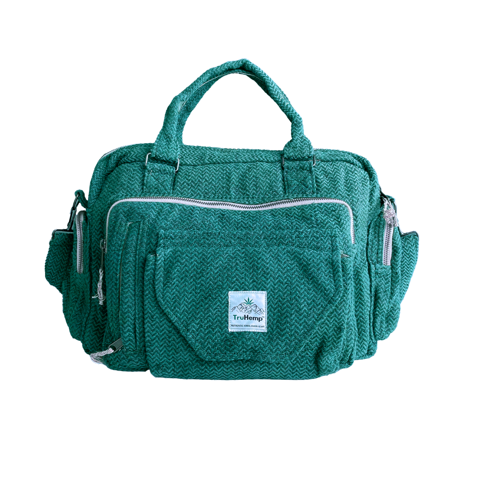 Hemp Laptop Briefcase Bag with Adjustable Strap | Eco-Friendly Work Bag with Six Compartments