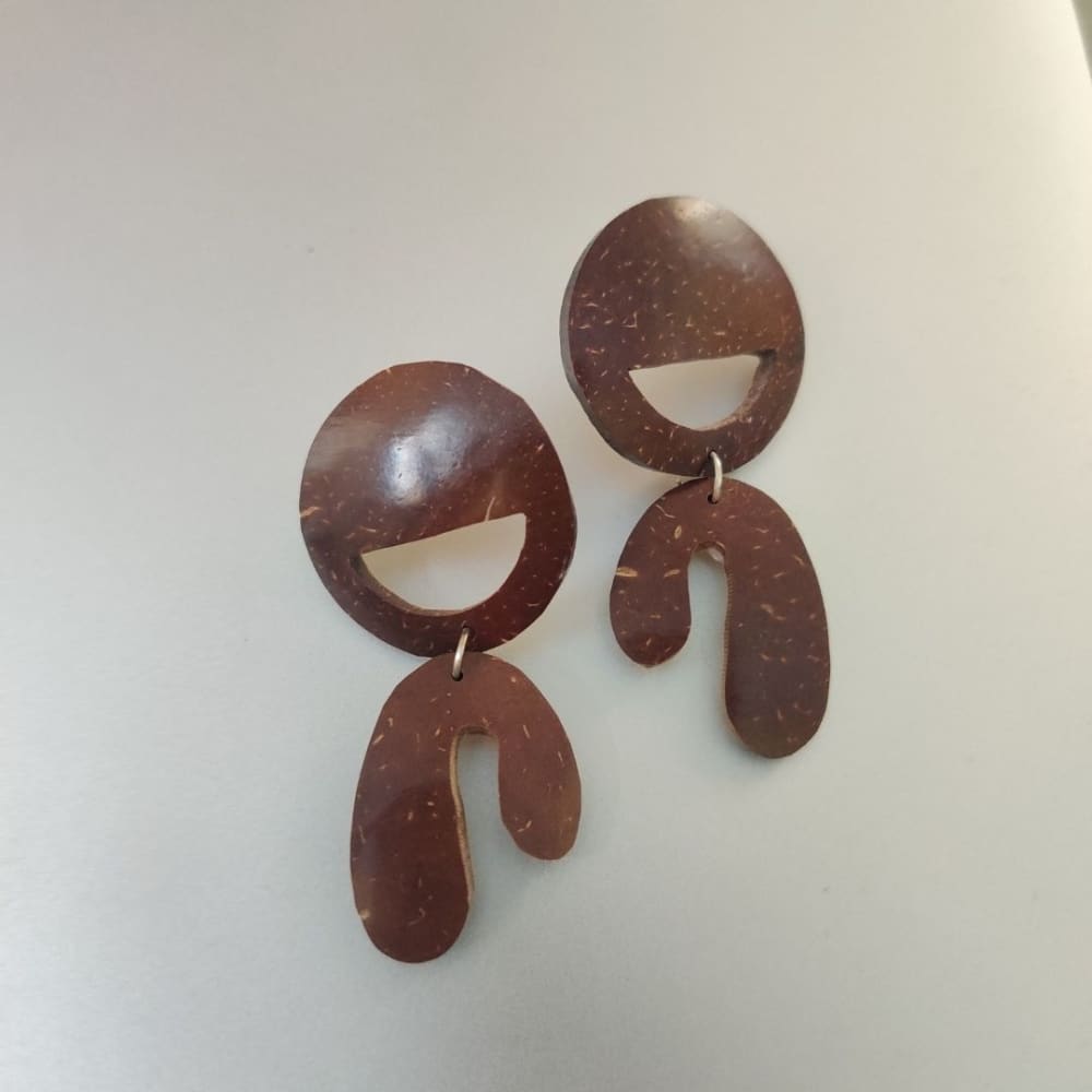 Coconut Shell Earrings Brown