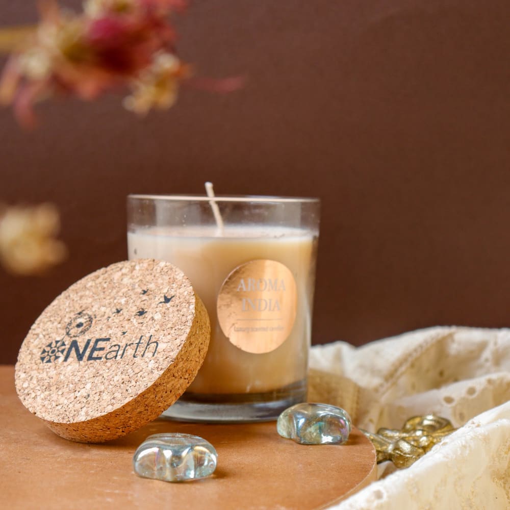 Luxury Scented Candle with Cork Lid - Soy Wax (1 wick) Jasmine (Pack 1)