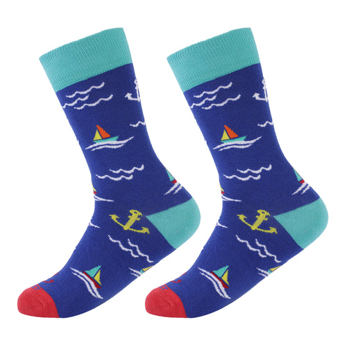 Formal Men's Socks - Cruise Edition, Cotton Blend, Stylish Pattern, Soft and Durable, Comfortable for Office Wear (Blue)