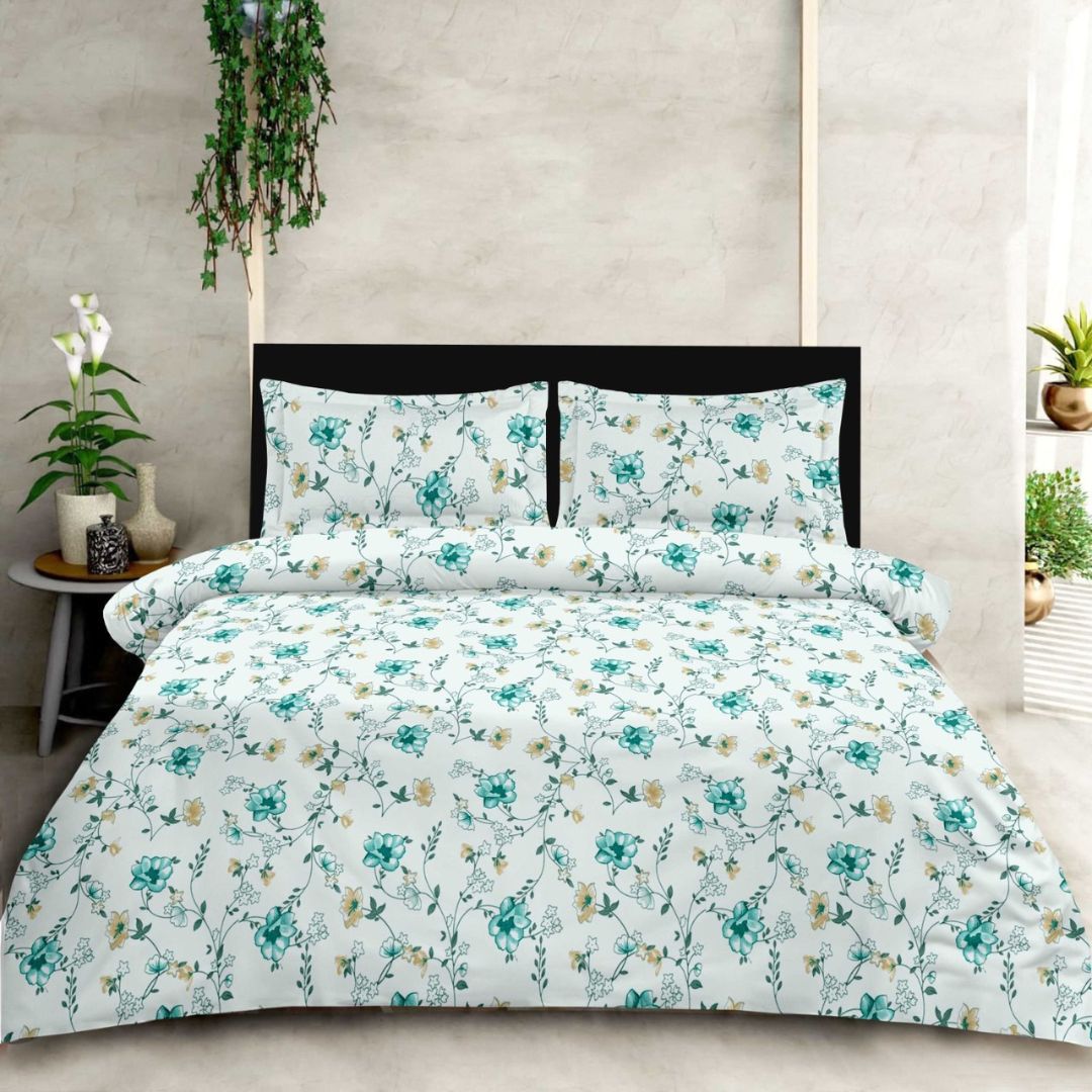 Boutique Green Floral Print Pillowcases, Percale Pillow Covers, Soft & Durable Cotton Shams, Perfect Addition to Your Bedding Collection (108" x 108" - Set of 2)