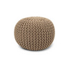 bellolin Hand-Knitted Round Boho Pouf | Cable Knitted Cord Boho Pouffe | Stuffed Pouf Accent Beanbag Chair | Footrest For Living Room, Bedroom, Nursery, Covered Patio, Study Nook, Beige