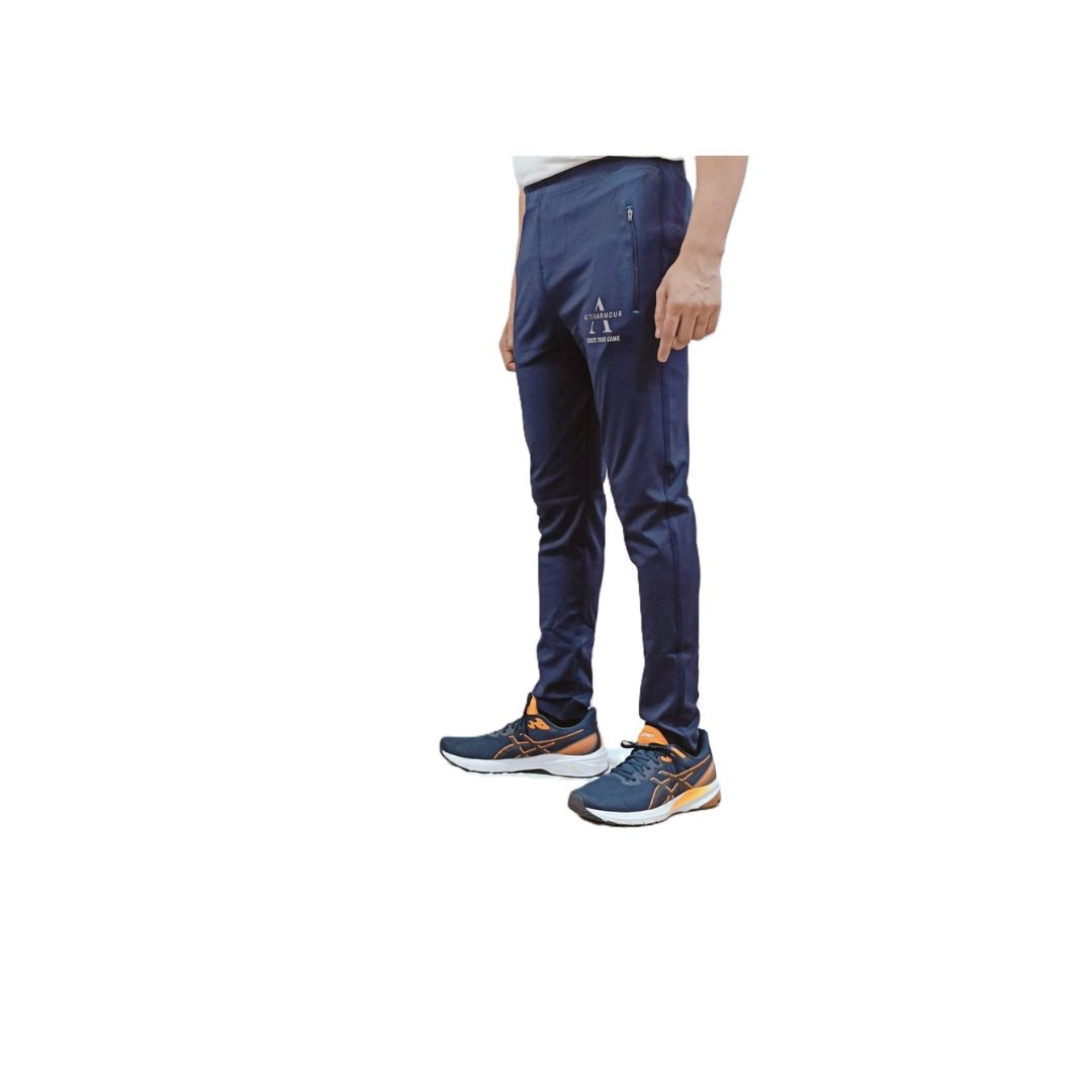 Active Pro Men's Track Pant, Durable Training Wear, Stretchable Polyester Dry-Fit, Solid Color, Perfect for Jogging & Gym Sessions (Blue)