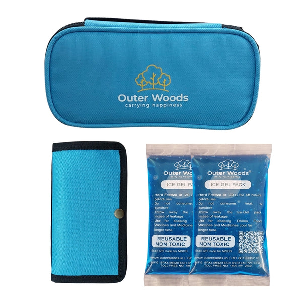 Outer Woods Insulin Cooling Travel Pouch for Diabetics with Two Ice Gel Packs | Ice Pack for Insulin | Insulin Cooler Bag for Travel | Keep Insulin Safe and Cool for 6 to 8 Hours