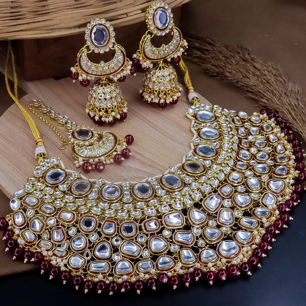 Exquisite Kundan Bridal Jewelry Set - Luxurious Indian Couture, Indian Wedding Jewelry (Set of 3)