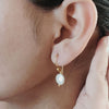 Coin Baroque Pearl Earrings Golden Hook