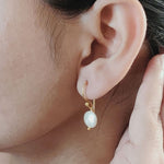 Coin Baroque Pearl Earrings Golden Hook