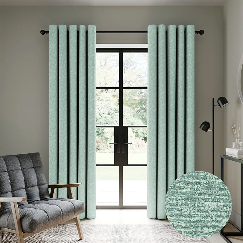 Casableu Lasa Polyester Eyelets (Steel) Blackout Curtains with Tie Back, Bedroom Living Room