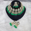 Elegant Kundan Pearl Necklace Set, Mint Drops and Matching Tikka, Traditional Indian Wedding Jewelry (Set of 2)