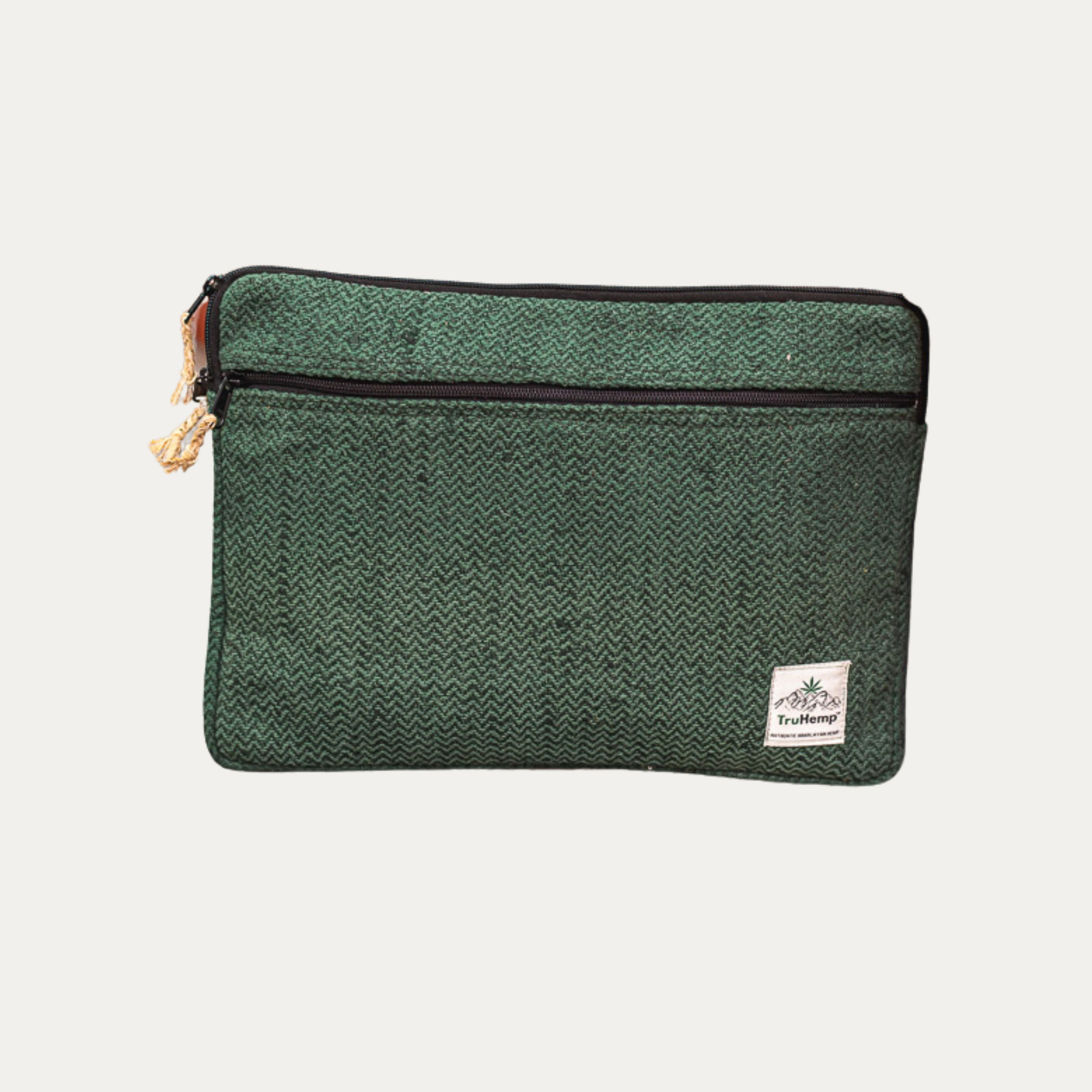 Linear Hemp Laptop Sleeve with Cotton Lining & Premium Zipper Closure | Eco-Friendly Computer Case with Dual Compartments - Jodaro.com