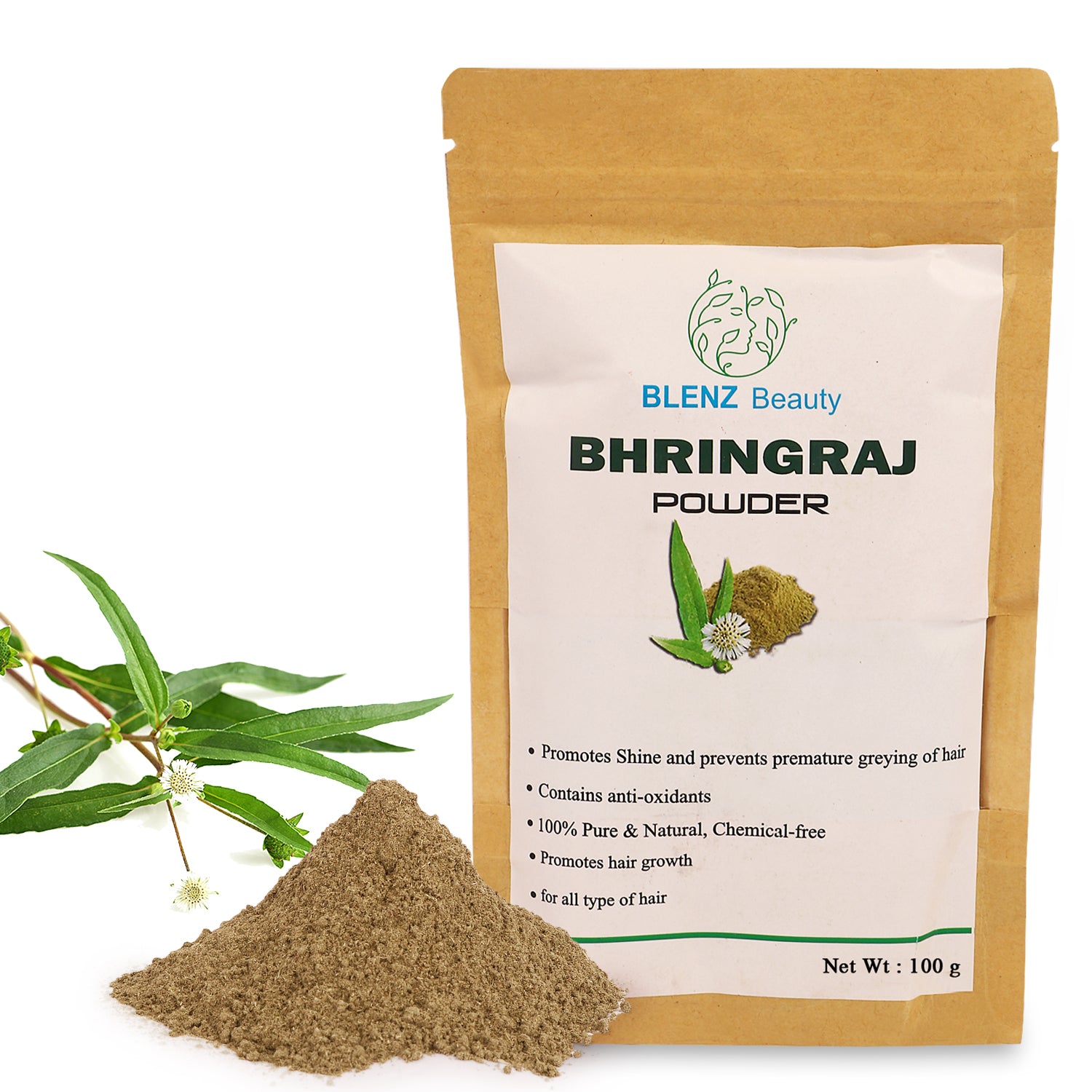 Bhringraj Powder for Skin & Hair Care, Eclipta Prostrata, Skin Healing Powder, Natural Skin Soothing Remedy & Treatment (100gm)