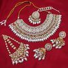 Luxurious White Color Kundan Bridal Necklace Set, Maang Tikka and Earrings, Traditional Indian Wedding Jewelry (Set of 3)