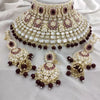 Royal Kundan Choker Set, Maroon Beads - Traditional Indian Wedding Jewelry Set, Earrings and Tikka, Traditional Indian Wedding Jewelry (Set of 2)