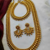 Traditional Gold-Plated Kolhapuri Saaj Necklace Set, Matching Earrings, Traditional Indian Wedding Jewelry (Set of 2)