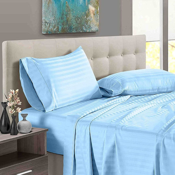 Elegant Solid Blue Striped Satin Pillowcases, Soft & Durable Pillow Covers, Luxurious & Comfortable for Everyday Use (100