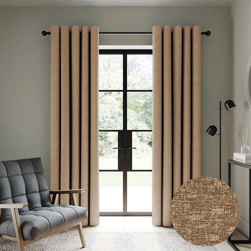 Casableu Lasa Polyester Eyelets (Steel) Blackout Curtains with Tie Back, Bedroom Living Room