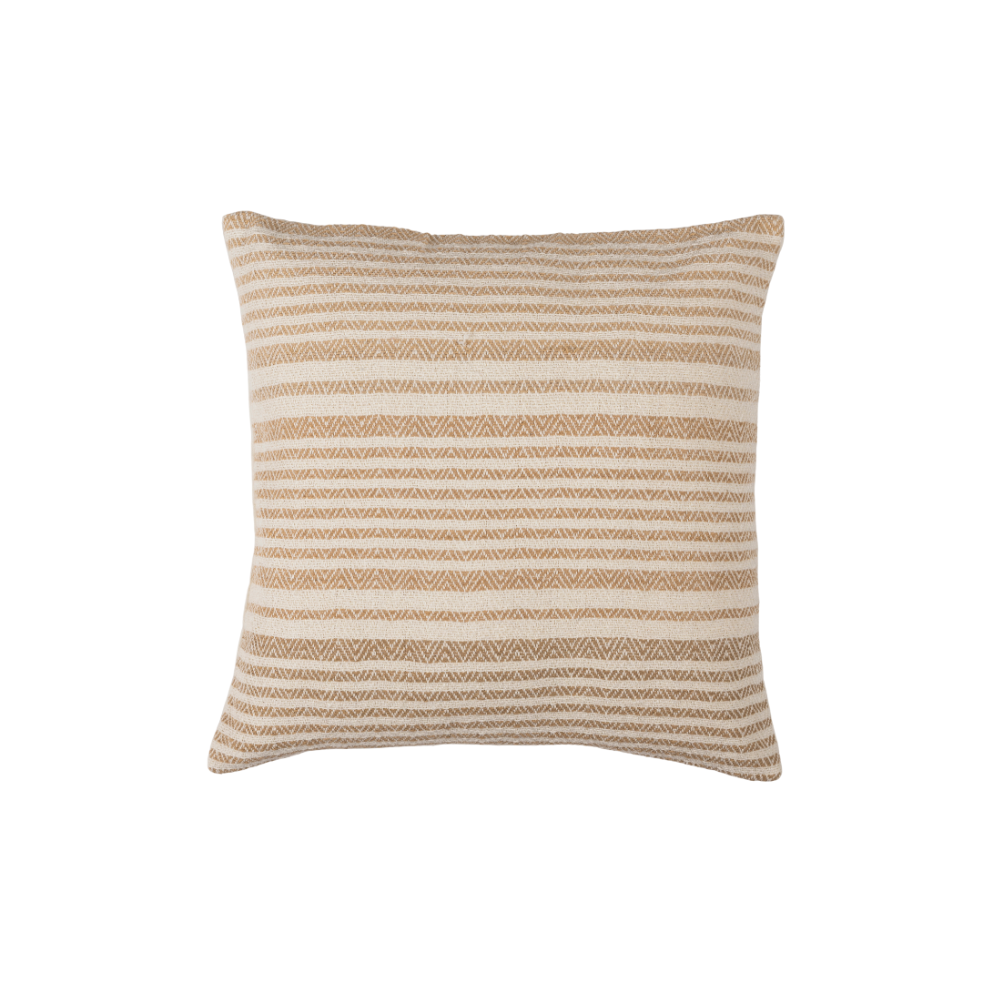 Parallel Cotton Beige Cushion Cover with Zipper Closure | Handwoven Cotton Pillowcase for Living room Decor