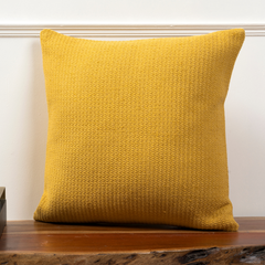 Lemon Zest Jacquard Cotton Cushion Cover with Zipper Closure | 18X18 inch Soft Cushion Cover for Sofa or Bed