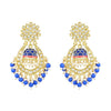 Royal Blue and Gold-Plated Kundan Chandbali Earrings – Traditional Indian Jhumka Earrings, Pearls, Traditional Indian Wedding Jewelry (Set of 1)