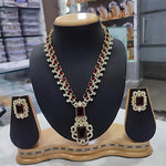 Elegant Maroon and Silver Statement Necklace Set, Matching Earrings, Traditional Indian Wedding Jewelry (Set of 2)