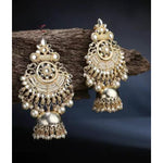 Elegant Kundan Jhumka Earrings, Pearl Drops - Traditional Indian Wedding Jewelry, Traditional Indian Wedding Jewelry, Festive Look (Set of 1)